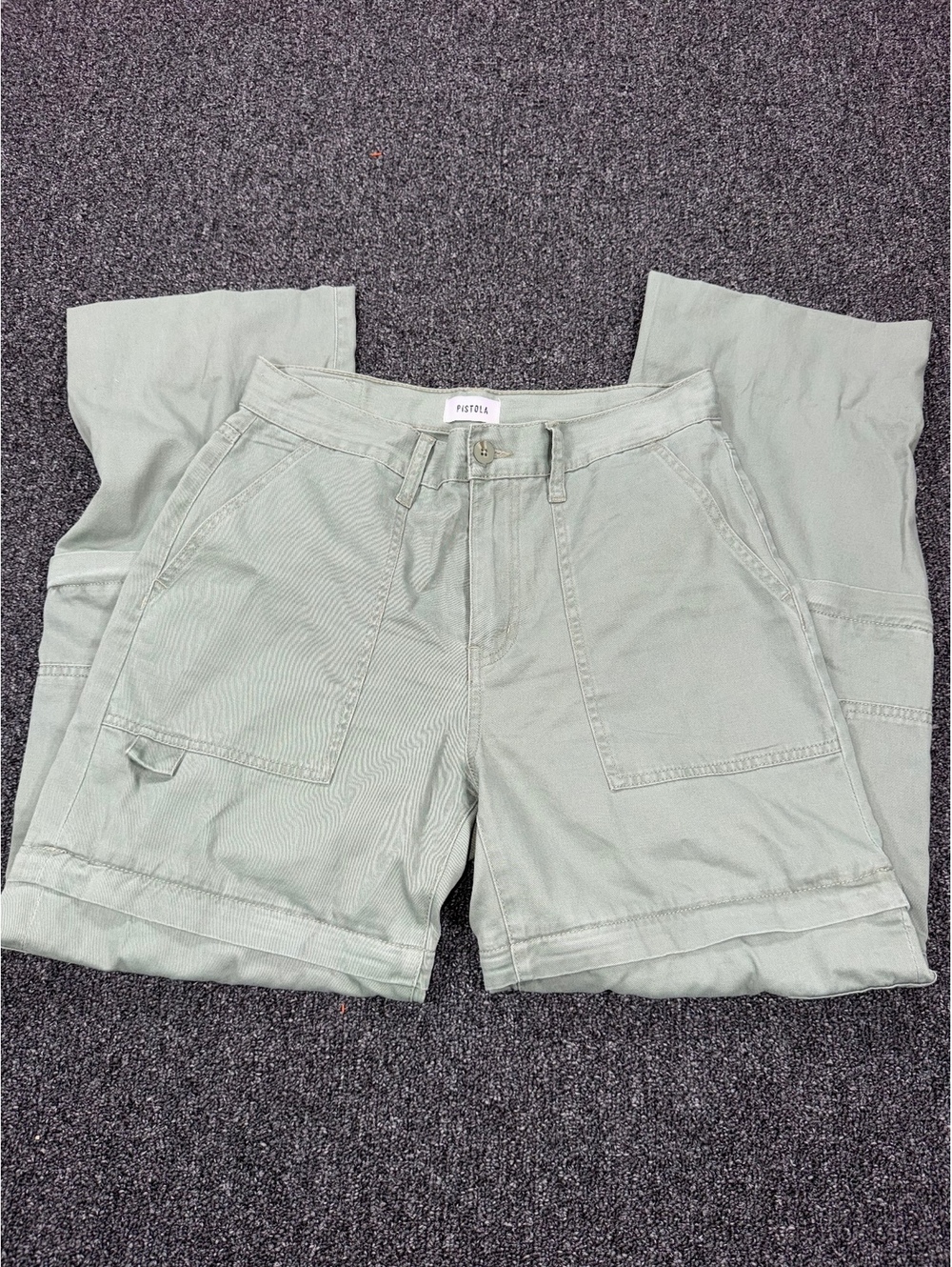 New Pistola Convertible Cargo Pants to Shorts in Sage Green Size 27